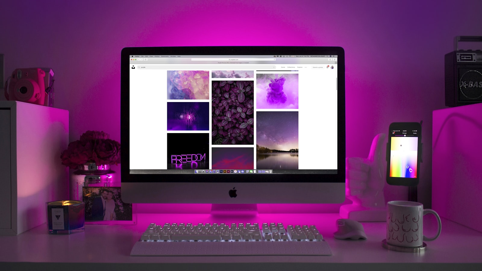 Gaming PC glowing at a desk