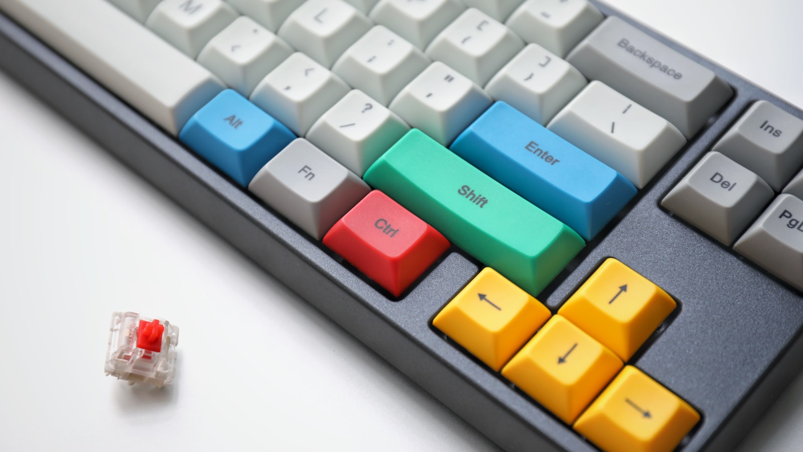 Mechanical keyboard switches close-up